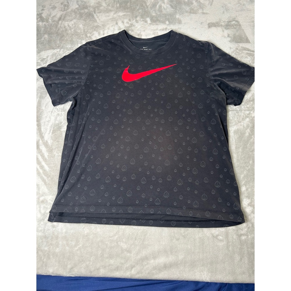 Nike Mens 2XL Black Red Swoosh Basketball All Over Print Dri-FIT Tee